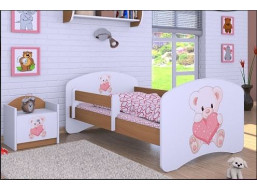 Dětská postel bez šuplíku 160x80cm MEDVÍDEK SE SRDÍČKEM - buk