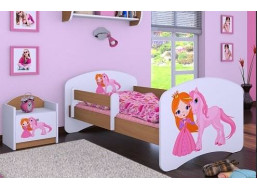 Dětská postel bez šuplíku 160x80cm PRINCEZNA A JEDNOROŽEC - buk