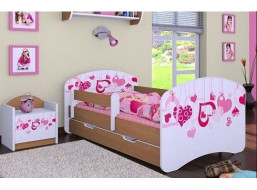 Dětská postel se šuplíkem 160x80cm FALL IN LOVE - buk