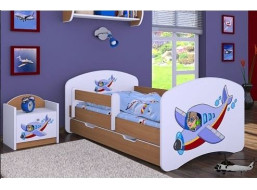 Dětská postel se šuplíkem 160x80cm LETADLO - buk