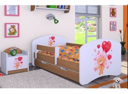 Dětská postel se šuplíkem 180x90cm MEDVÍDEK S BALONKY - buk