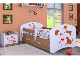 Dětská postel se šuplíkem 160x80cm PEJSEK A KOČIČKA - buk