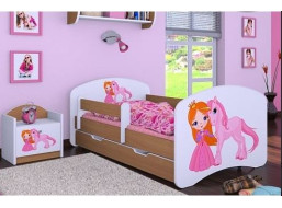 Dětská postel se šuplíkem 160x80cm PRINCEZNA A JEDNOROŽEC - buk