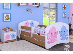 Dětská postel se šuplíkem 180x90cm SLONÍCI - buk
