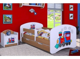 Dětská postel se šuplíkem 160x80cm SUPER LOKOMOTIVA - buk