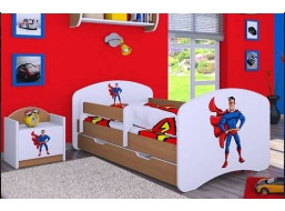 Dětská postel se šuplíkem 160x80cm SUPERMAN - buk