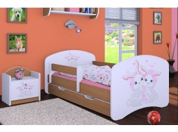 Dětská postel se šuplíkem 180x90cm ZAJÍČCI - buk