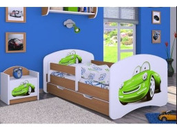 Dětská postel se šuplíkem 160x80cm ZELENÉ AUTO - buk