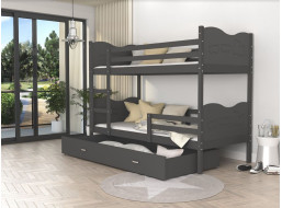 Dětská patrová postel se šuplíkem MAX R - 200x90 cm - šedá - vláček