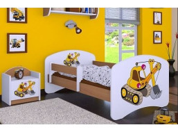 Dětská postel bez šuplíku 180x90cm ŽLUTÝ BAGR - buk