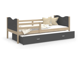 Dětská postel s přistýlkou MAX W - 190x80 cm - šedá/borovice - vláček