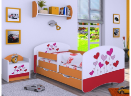 Dětská postel se šuplíkem 160x80cm LOVE - oranžová