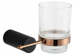 Závěsný držák kartáčků MEXEN ARON - kov/sklo - černý/rose gold, 7088138-67