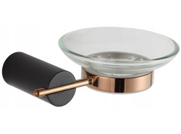 Závěsný držák mýdla MEXEN ARON - kov/sklo - černý/rose gold, 7088139-67