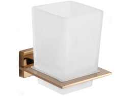 Závěsný hranatý držák kartáčků MEXEN ARNO - kov/sklo - rose gold, 7020738-60