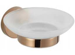 Závěsný kulatý držák mýdla MEXEN REMO - kov/sklo - rose gold, 7050739-60