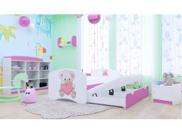 Dětská postel pro DVA (s výsuvným lůžkem) 180x90 cm - MEDVÍDEK SE SRDÍČKEM