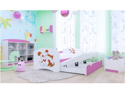 Dětská postel pro DVA (s výsuvným lůžkem) 180x90 cm - PEJSEK A KOČIČKA