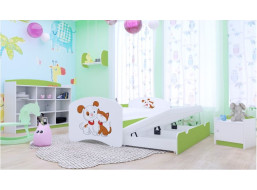 Dětská postel pro DVA (s výsuvným lůžkem) 180x90 cm - PEJSEK A KOČIČKA