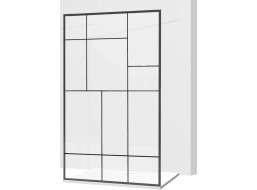 Variabilní sprchová zástěna MEXEN KIOTO 120x200 cm, 8 mm - čiré/černý vzor 2