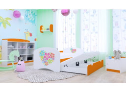 Dětská postel pro DVA (s výsuvným lůžkem) 160x80 cm - KYTIČKY V SRDÍČKU
