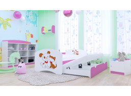 Dětská postel pro DVA (s výsuvným lůžkem) 160x80 cm - PEJSEK A KOČIČKA