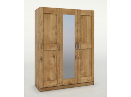 Šatní skříň z masivu dubu FRED - 3-dveřová se zrcadlem