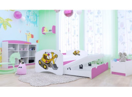 Dětská postel pro DVA (s výsuvným lůžkem) 180x90 cm - ŽLUTÝ BAGR