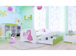 Dětská postel pro DVA (s výsuvným lůžkem) 200x90 cm - PRINCEZNA A KONÍK