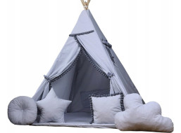 Dětský stan TEEPEE (TÝPÍ) SUPERIOR s doplňky - ŠEDÝ