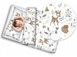 Dětské bavlněné povlečení do postýlky 135x100 cm BABYMAM PREMIUM - Srneček a přátelé