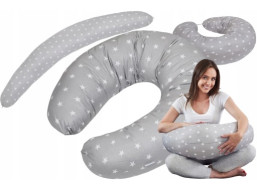 Kojicí polštář BABYMAM PREMIUM - Bíle hvězdičky s šedou