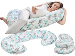Těhotenský a kojicí polštář BABYMAM PREMIUM 300 cm 3v1 - Květy v zahradě mátové