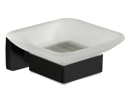 Závěsný hranatý držák mýdla MAXMAX MEXEN ASIS - kov/sklo - černý matný, 7017639-70