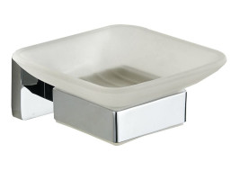 Závěsný hranatý držák mýdla MAXMAX MEXEN ASIS - kov/sklo - chromový, 7017639-00