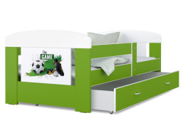 Dětská postel se šuplíkem PHILIP - 160x80 cm - zelená/fotbal