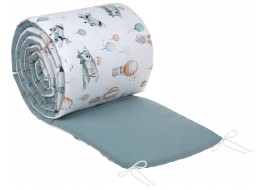 Ochranný mantinel do postýlky 180x30 cm BABYMAM PREMIUM - Let balónem/zelená