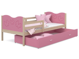 Dětská postel se šuplíkem MAX S - 200x90 cm - růžová/borovice - motýlci