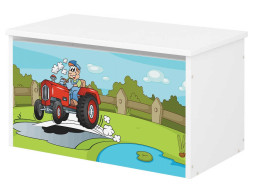 Dětská truhla na hračky ČERVENÝ TRAKTŮREK