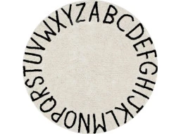 Ručně tkaný kusový koberec Round ABC Natural-Black