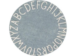 Ručně tkaný kusový koberec Round ABC Vintage Blue-Natural