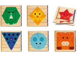 DJECO Dřevěné puzzle Barevná zvířata