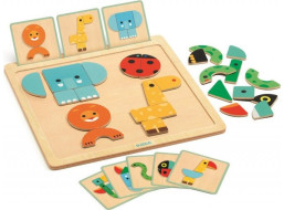 DJECO Dřevěné magnetické puzzle Obličeje zvířátek