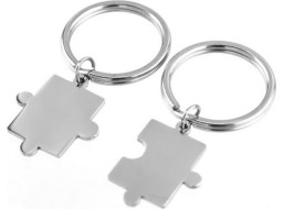 Ocelové přívěšky na klíče Puzzle 2ks