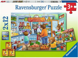 RAVENSBURGER Puzzle Medvídci na nákupech 2x12 dílků