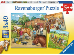 RAVENSBURGER Puzzle Den u koní 3x49 dílků