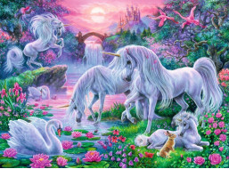 RAVENSBURGER Puzzle Jednorožci při západu slunce XXL 150 dílků
