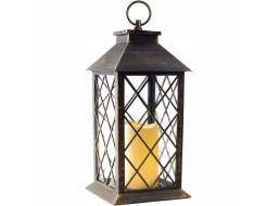 Dekorační LED lucerna se svíčkou - 29 cm - plastová - 3x AAA