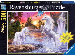 RAVENSBURGER Svítící puzzle Jednorožci u řeky 500 dílků