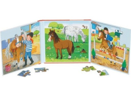 GOKI Magnetická puzzle kniha Jezdecká stáj 2x20 dílků